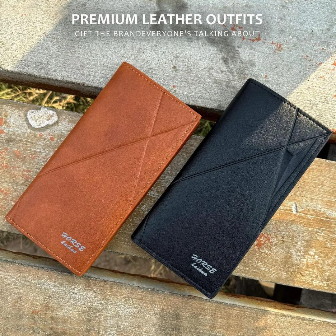 New Imported Long Leather Trifold Wallet For Cash & Cards