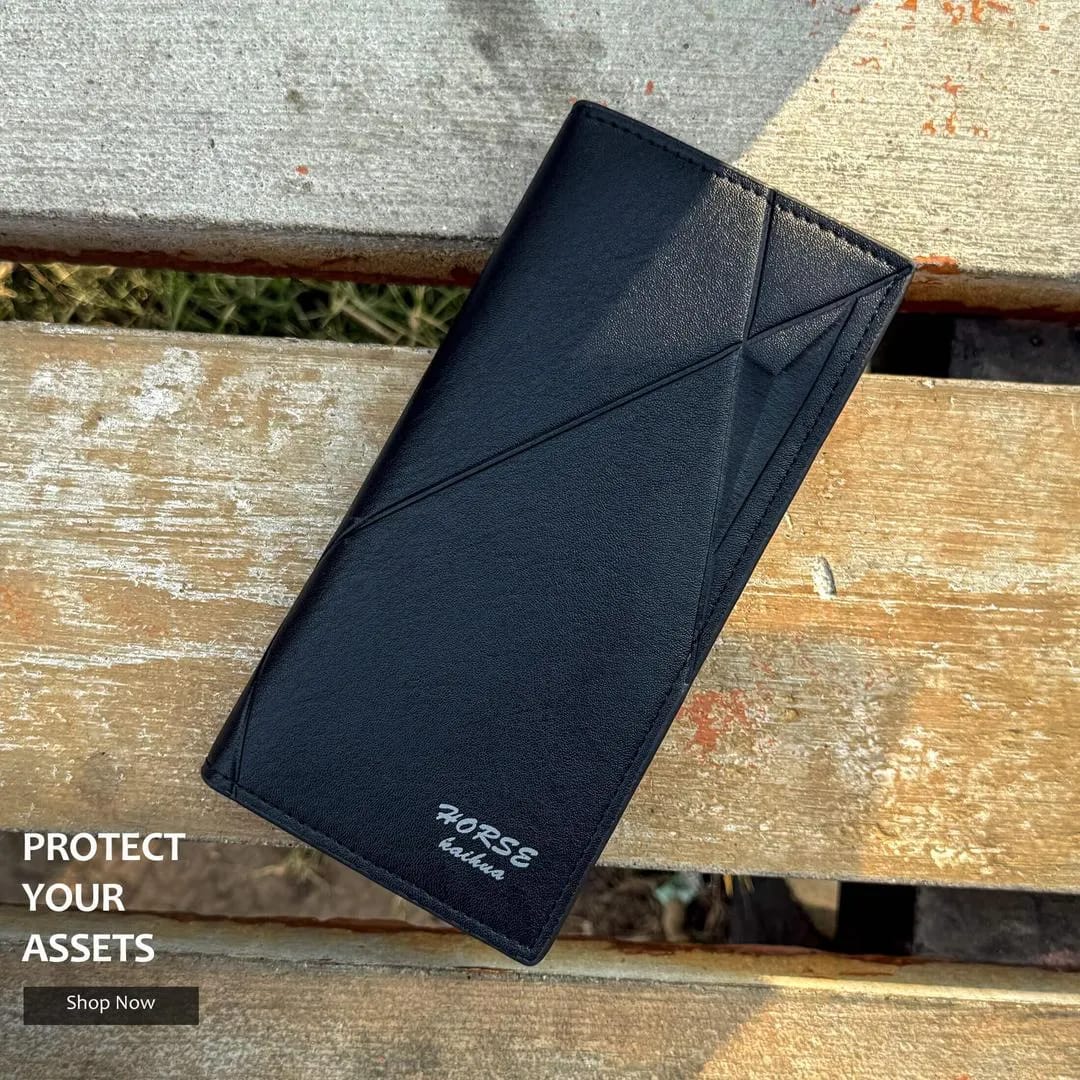 New Imported Long Leather Trifold Wallet For Cash & Cards