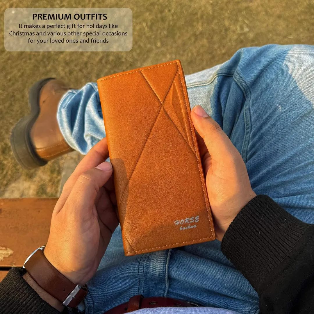 New Imported Long Leather Trifold Wallet For Cash & Cards