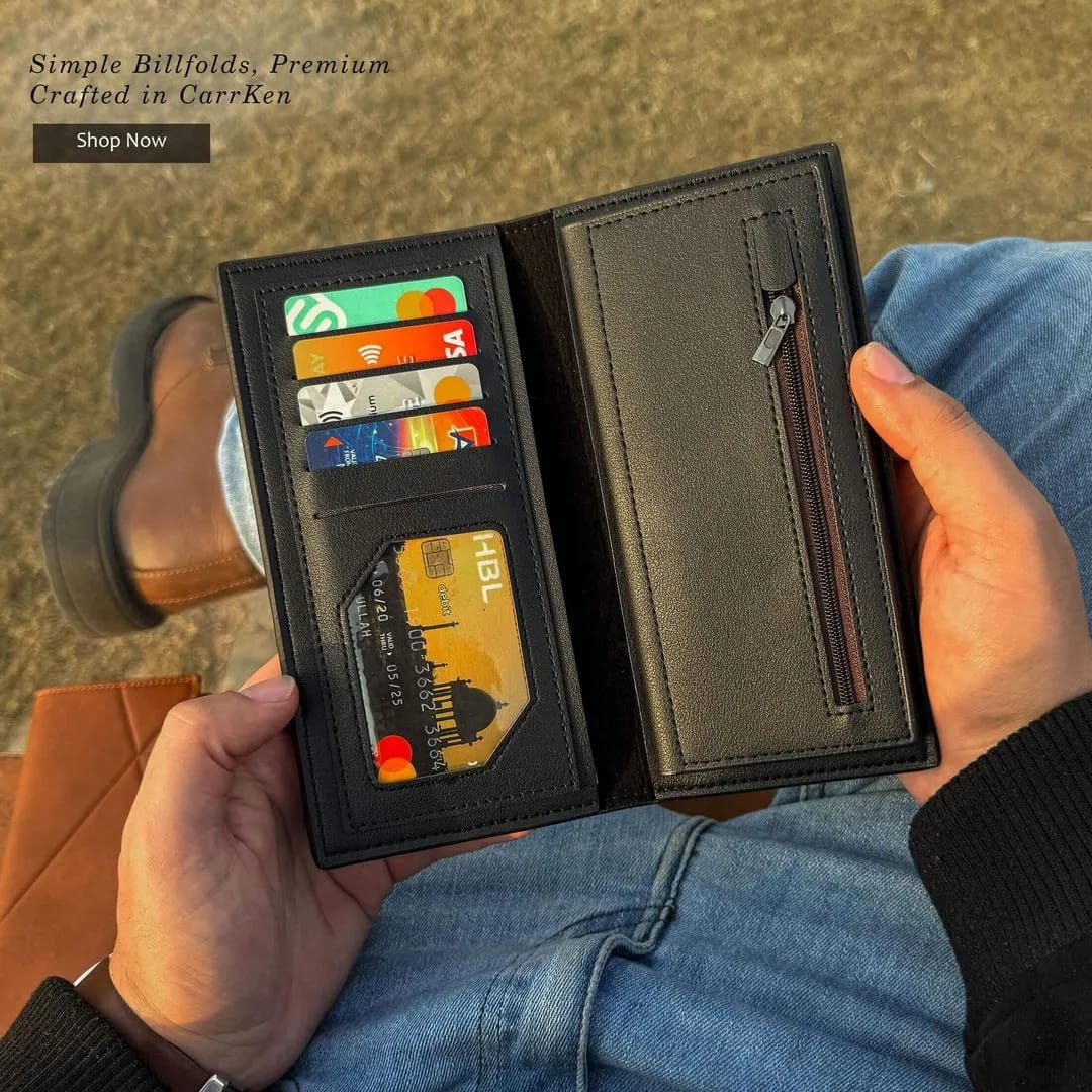 New Imported Long Leather Trifold Wallet For Cash & Cards