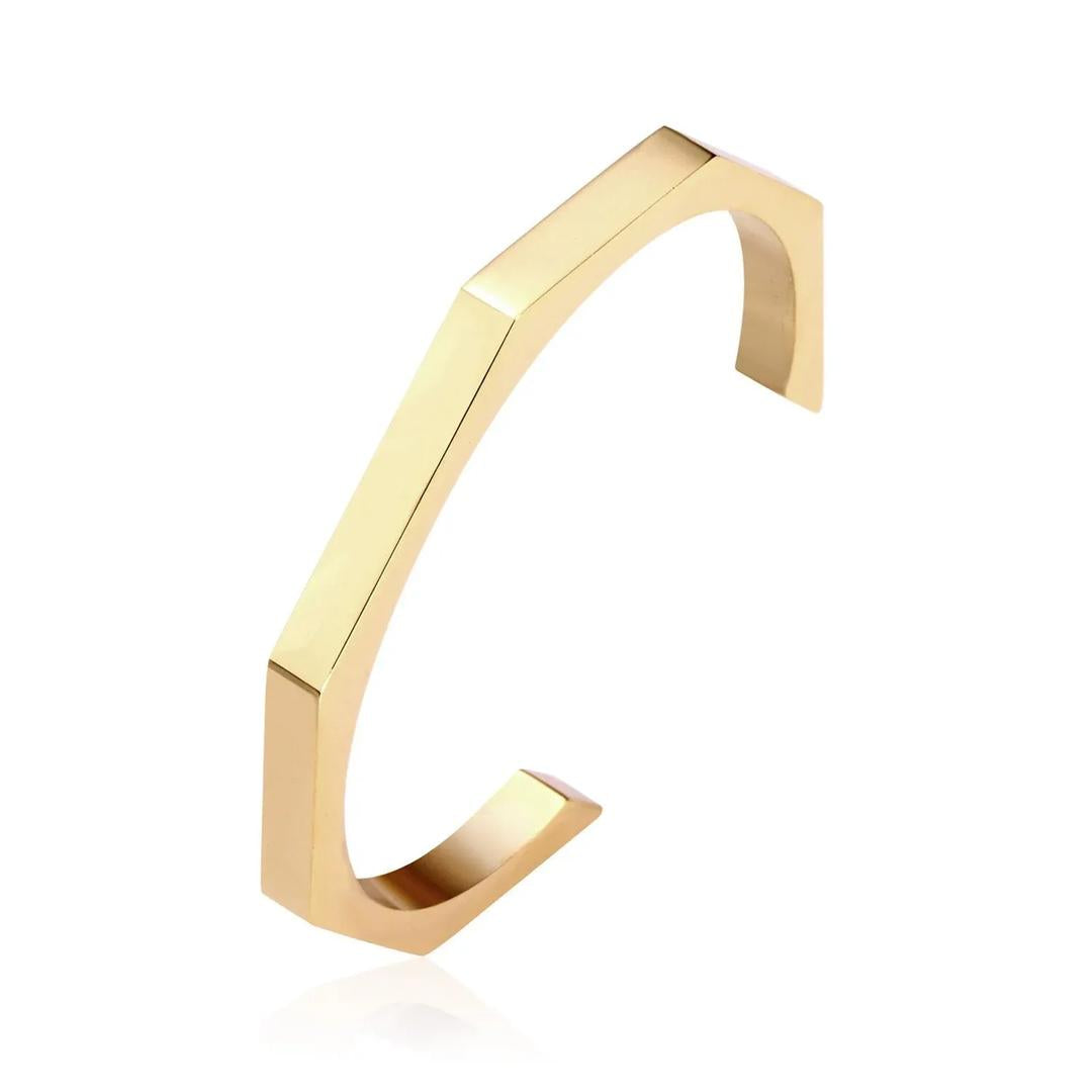 Stainless Steel Hexagon Cuff Bangle - Pack of 3