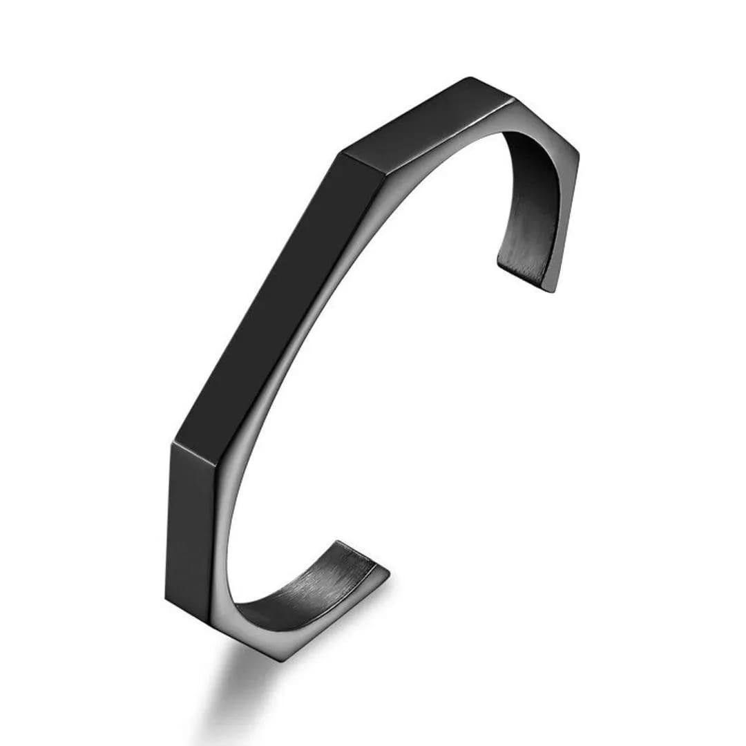 Stainless Steel Hexagon Cuff Bangle - Pack of 3