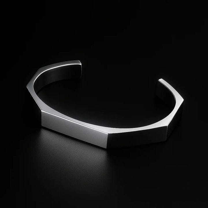 Stainless Steel Hexagon Cuff Bangle - Pack of 3