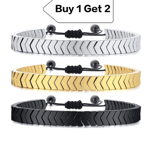 Stainless steel Arrow Gold Adjustable knotted Chain Bracelet Pack of 3